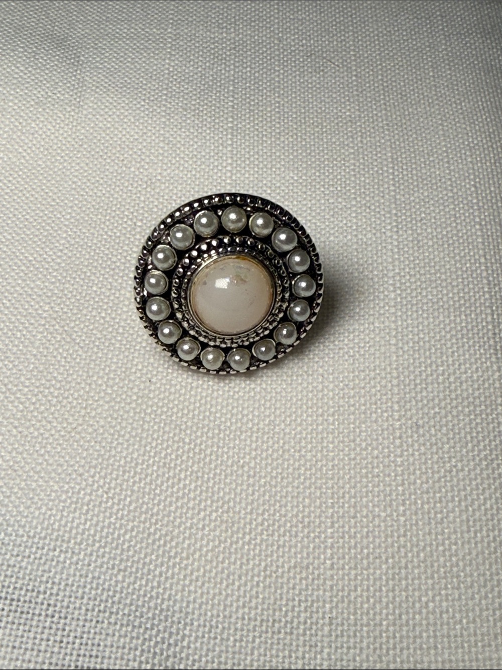 Lotti Dotties | Silver-Toned Interchangeable Magnetic Ring with Pearl - Size 7